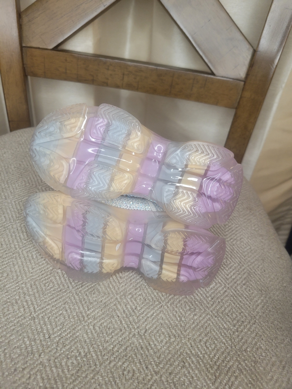 Steve Madden Iridescent Pastel Knit Sneakers with Clear Chunky Sole - Picture 4 of 6